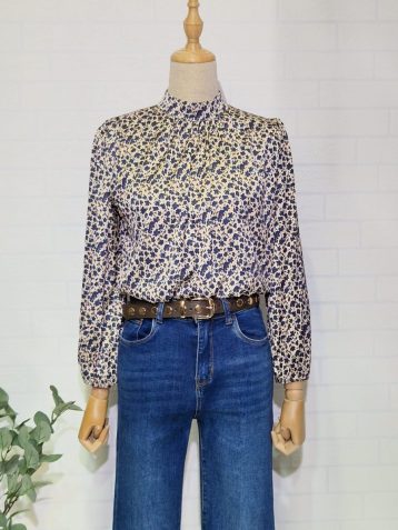 Blusa Crop Flores Azul