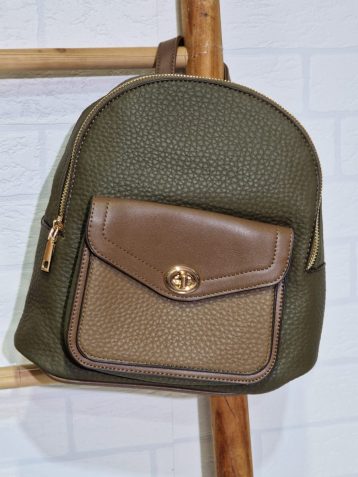 Mochila Canguro Verde y Camel